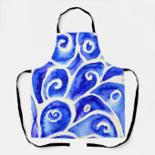 Tablier Motif de design Abstrait bleu et blanc (Recto)