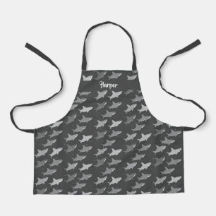Tablier Motif de dessin animé animal gris de requins