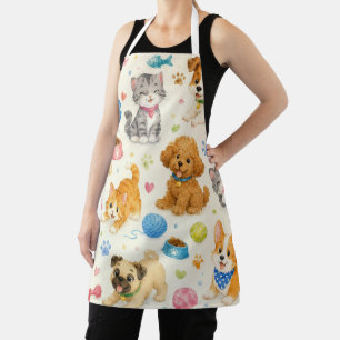 Tablier Motif de dessin animé d'animaux de compagnie ludiq