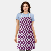 Tablier Motif de diamant blanc et violet de prune (Porté)