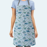 Tablier Motif de dinosaures bleus Apron<br><div class="desc">Beaucoup de dinosaures bleus,  Tyrannosaurus rex,  Spinosaurus,  Stegosaurus,  Diplodocus et Tricératops. Parfait pour les carnivores et les herbivores.</div>