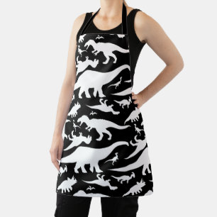Tablier Motif de dinosaures noir et blanc