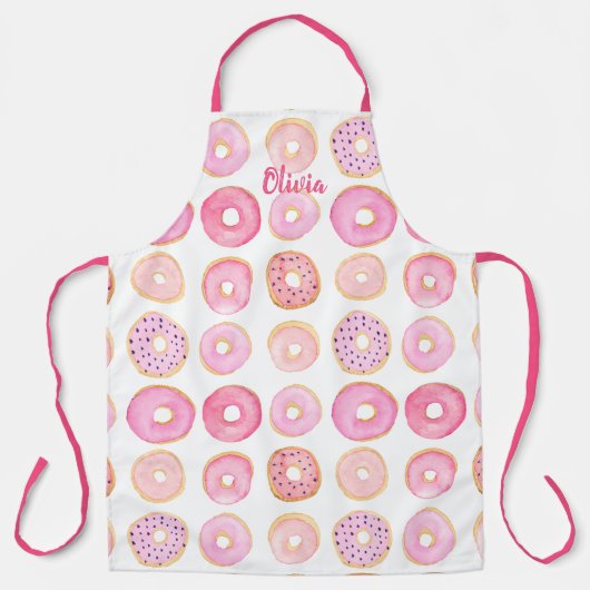 Tablier Motif de donut rose personnalisé (Recto)