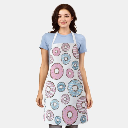 Tablier Motif De Donuts, Donuts Roses, Donuts Bleus (Porté)