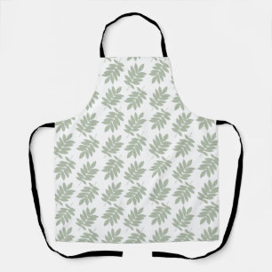 Tablier Motif de feuille aînée vert+blanc