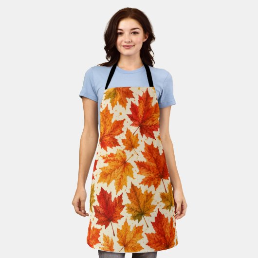 Tablier Motif de feuilles d'érable d'automne | Feuille rou (Porté)