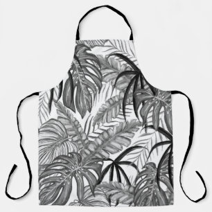 Tablier Motif de feuilles tropicales monochromes   Élégant