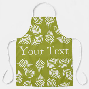 Tablier Motif de feuilles vert citron décoratif avec texte
