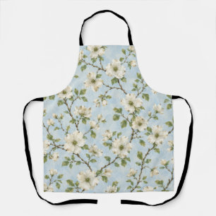 Tablier Motif de fleur de cornouiller du Sud sur fond bleu