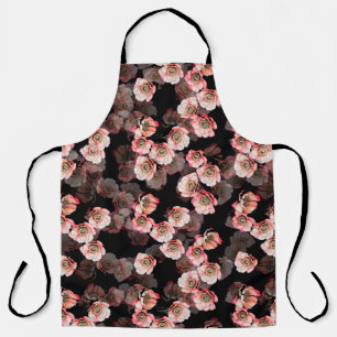 Tablier Motif de fleur sans soudure pivoine sur noir