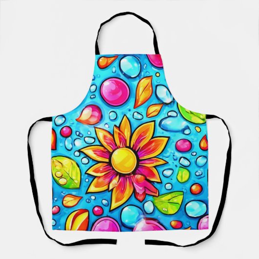 Tablier Motif de fleurs abstrait coloré (Recto)
