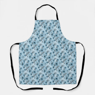 Tablier Motif de fleurs bleues sur tigre arrière - plan