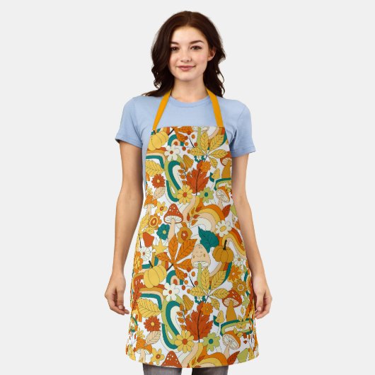 Tablier Motif de fleurs de champignons Super rétro (Porté)