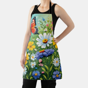 Tablier Motif de fleurs de printemps vibrant à l'aquarelle