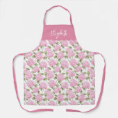 Tablier Motif de fleurs d'hydrangea rose élégant Nom (Recto)