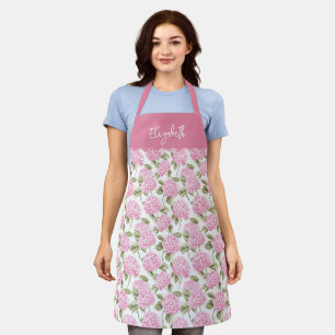 Tablier Motif de fleurs d'hydrangea rose élégant Nom