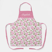 Tablier Motif de fleurs d'hydrangea rose élégant Nom (Recto)