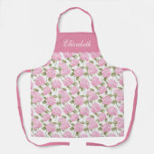 Tablier Motif de fleurs d'hydrangea rose élégant Nom (Recto)
