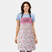 Tablier Motif de fleurs d'hydrangea rose élégant Nom (Porté)