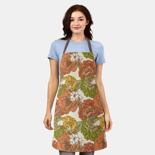 Tablier Motif de fleurs du jardin (Porté)