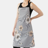 Tablier motif de fleurs grises et blanches sur fond gris (Insitu)