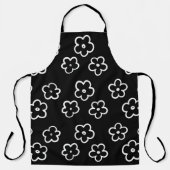 Tablier Motif de fleurs noir et blanc (Recto)