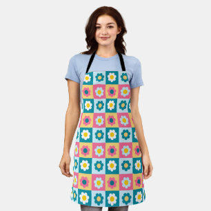 Tablier Motif de fleurs pastel colorées Rétro Mignon