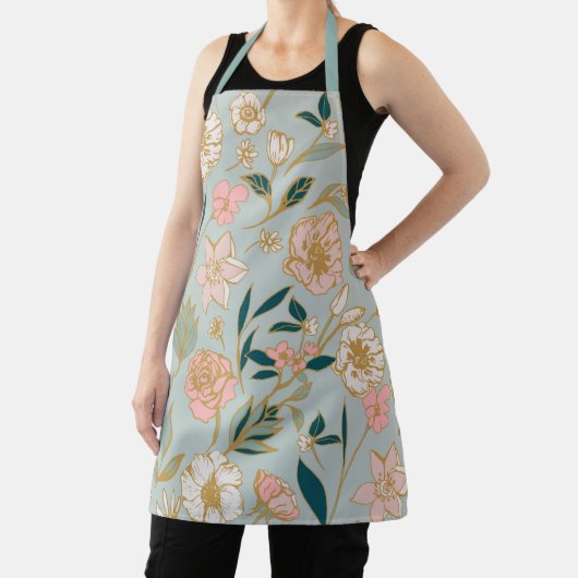 Tablier Motif de fleurs rose vert époustouflant (Insitu)