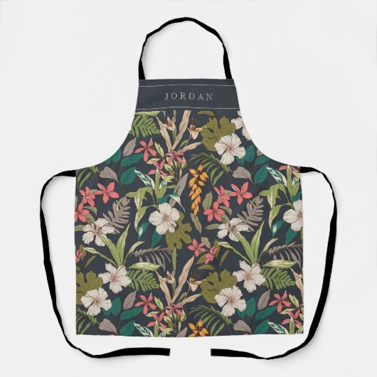 Tablier Motif de fleurs tropicales colorées (Recto)