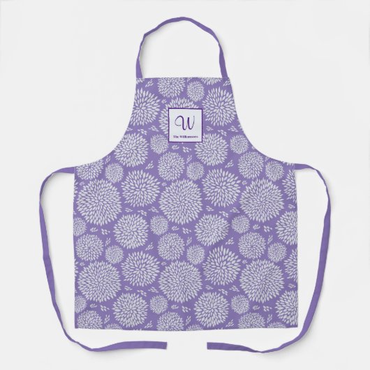 Tablier Motif de fleurs violet dessiné à la main (Recto)