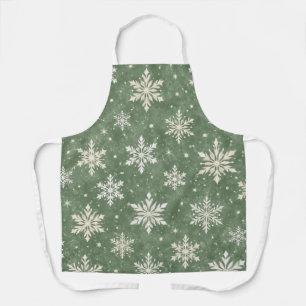 Tablier Motif de flocon de neige à l'aquarelle Sage
