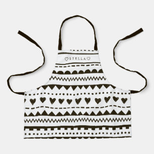 Tablier Motif de forme géométrique en noir et blanc pers