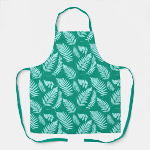 Tablier Motif de fougères boisées, Turquoise et Aqua
