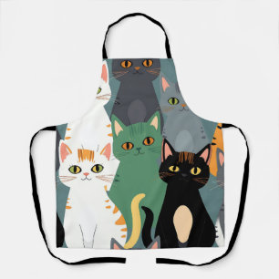 Tablier Motif de foule de chats de dessin animé coloré