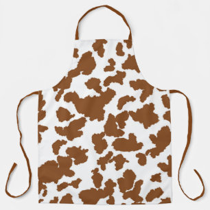 Tablier Motif de fourrure de peau de vache marron et blanc