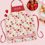 Tablier Motif de fraises Monogram<br><div class="desc">Un mignon motif de fraise rose et rouge au nom monogramme orne cet tablier. Un agréable tablier à thème estival. Personnalisez-le avec votre nom. Conçu pour vous par Blackberry Boulevard.</div>