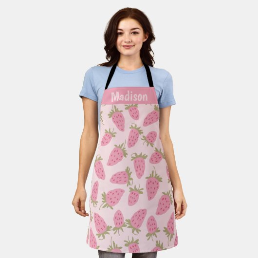 Tablier Motif de fraises personnalisé Apron (Porté)