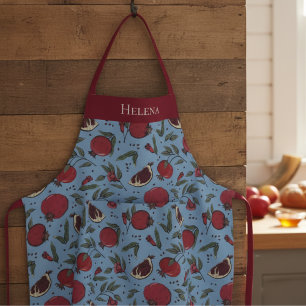 Tablier Motif de fruit de grenade bleu et rouge moderne