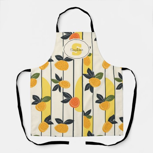 Tablier Motif de fruits d'agrumes avec Feuilles verts (2) (Recto)