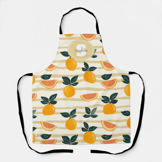Tablier Motif de fruits d'agrumes avec Feuilles verts (4) (Recto)