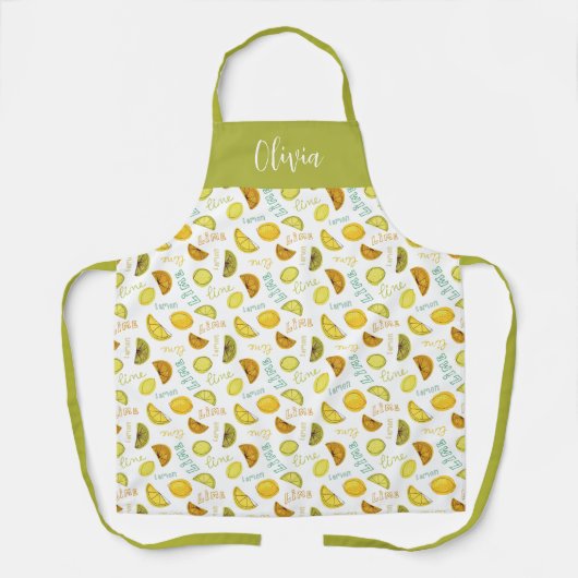 Tablier Motif de fruits d'agrumes citron et lime (Recto)