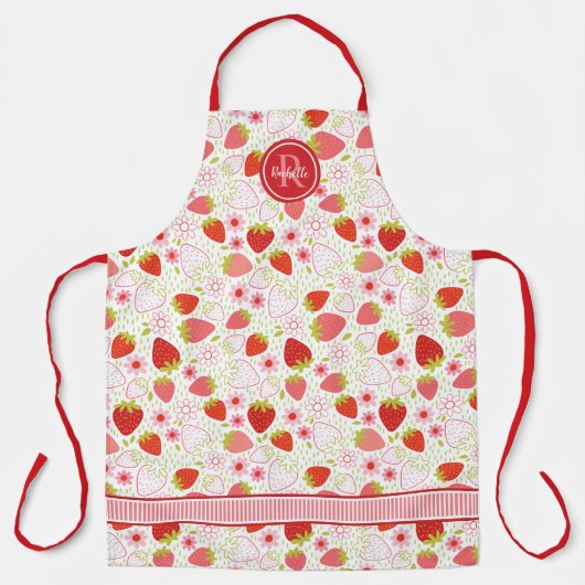 Tablier Motif de fruits de fraise Monogram (Recto)