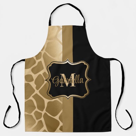 Tablier Motif de girafe noire et dorée (Recto)