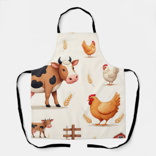 Tablier Motif de grange d'animaux de ferme mignons