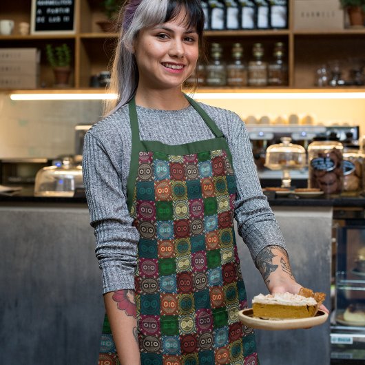 Tablier Motif de hibou multicolore