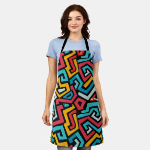 Tablier Motif de labyrinthe géométrique rétro