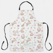 Tablier Motif de lapin rose de Pâques vintage (Recto)