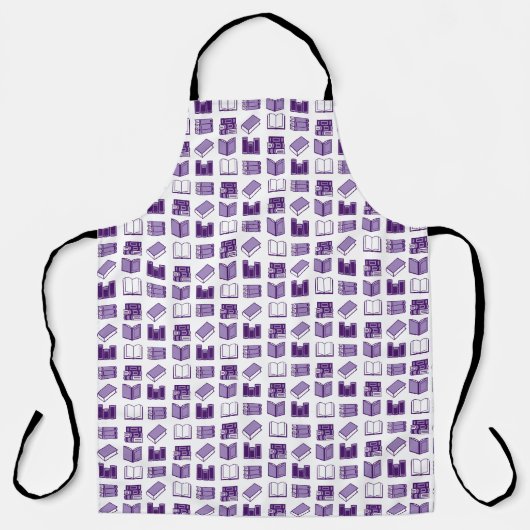 Tablier Motif de lecture et d'écriture de livres violets (Recto)