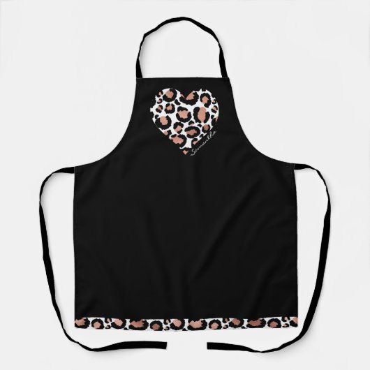 Tablier Motif de léopard guépard mignon avec nom en forme (Recto)