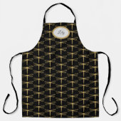 Tablier Motif de libellules noir et or (Recto)